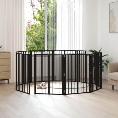 vidaXL Psia brána 10 pcs Čierny 60 x 80 cm Pozinkovaná oceľ