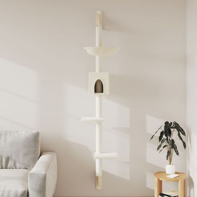 vidaXL Nástenné škrabadlo pre mačky krémové 187 cm
