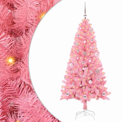 vidaXL Vianočný stromček s 150 LED-i so stojanom Ružová 150 cm PVC