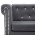 vidaXL Pohovka Chesterfield v tvare L, zamat 199x142x72 cm, sivá