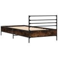 vidaXL Posteľný rám dymový dub 75x190 cm kompozitné drevo a kov