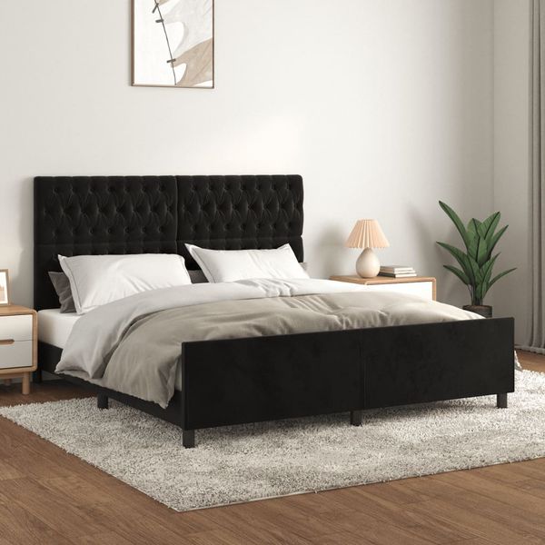 vidaXL Rám postele s čelom čierny 180x200 cm zamat