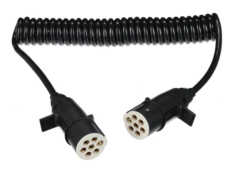Propojovací spirálový kábel 7pin typ S TRAILER CABLE 10, plastová zástrčka, 24V, 3,5m SIXTOL