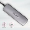 AXAGON HMC-HCR3A, USB 3.2 Gen 1 hub, porty 3x USB-A, HDMI 4k/30Hz, SD/microSD, kábel USB-C 20cm Replikátor portu, USB-C na 3x USB 3.0, 1x HDMI, 1x SD slot, 1x microSD slot, striebro-cerný