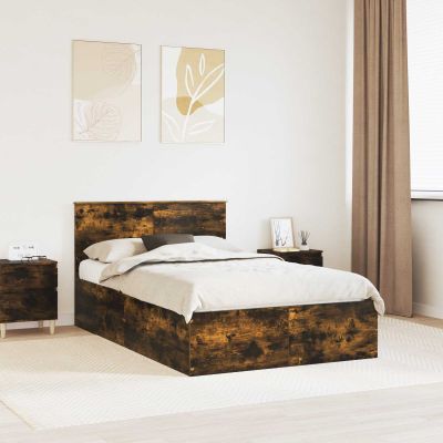 vidaXL Rám postele Dymová dub 120 x 190 cm Kompozitné drevo