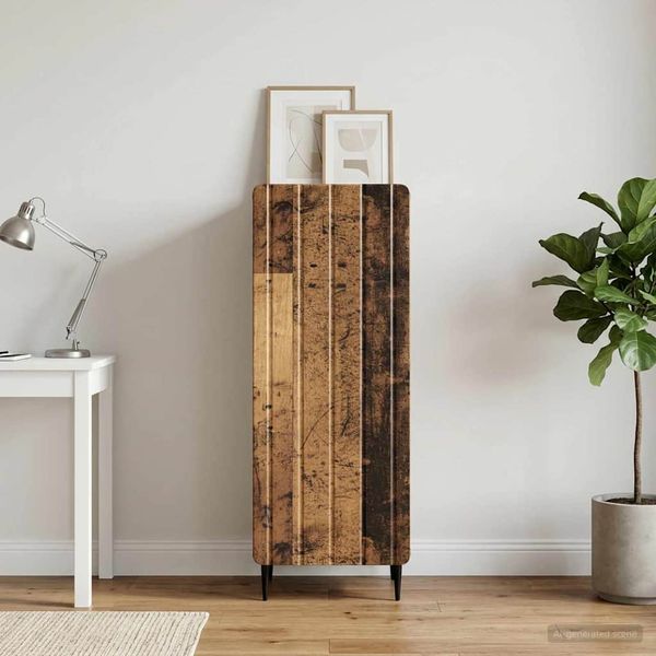 vidaXL Servírovacia skriňa Staré drevo 34,5 x 33 x 92 cm