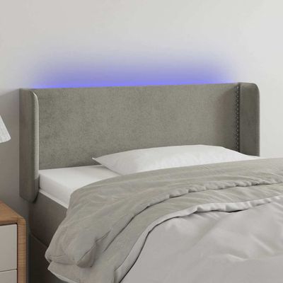 vidaXL Čelo postele s LED bledosivé 103x16x78/88 cm zamat
