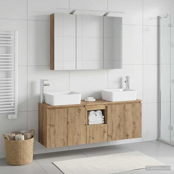 vidaXL Set kabinetov do kúpeľne 4 pcs Dub artisan Kompozitné drevo