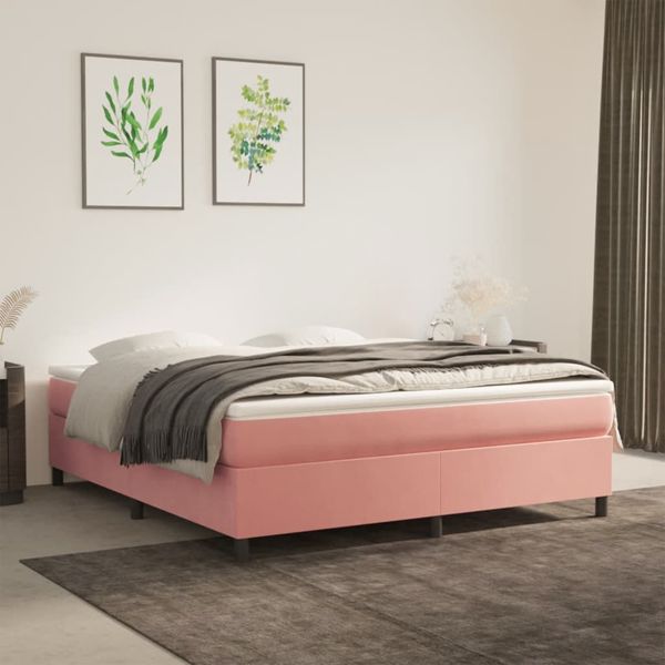 vidaXL Posteľný rám s boxspringom ružový 180x200 cm zamat
