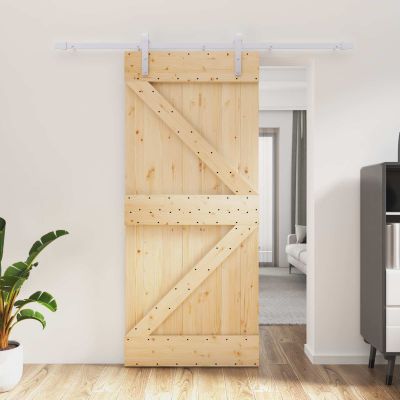vidaXL Posuvné dvere Prírodná a biela 90 x 210 cm Borovicový masív