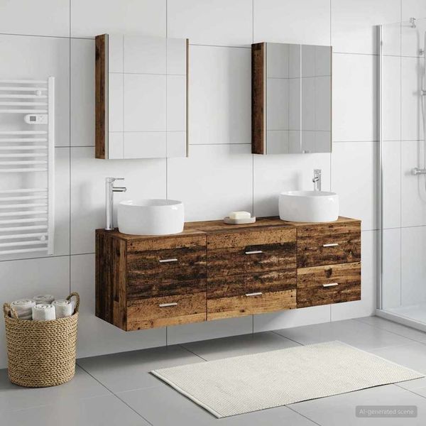 vidaXL Sada kúpeľňového nábytku 5 pcs Staré drevo