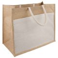 vidaXL Jutové tašky s vreckom 5 Prírodná a biela 42 x 33 x 19 cm
