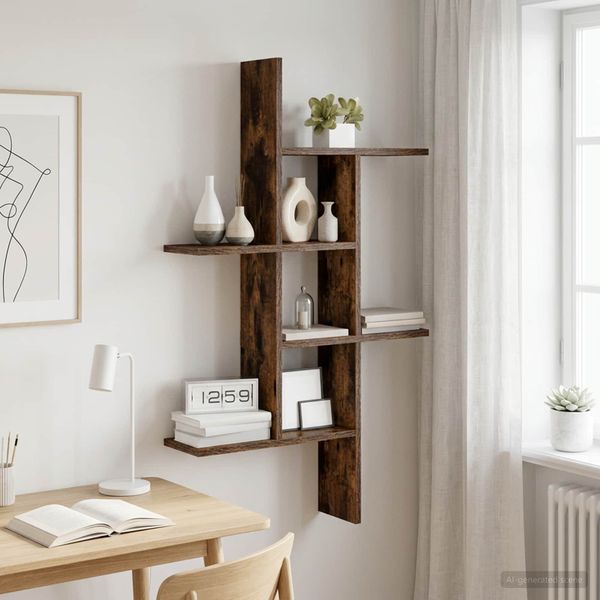 vidaXL Stenná polica Dymový dub 61 x 15 x 102 cm Kompozitné drevo