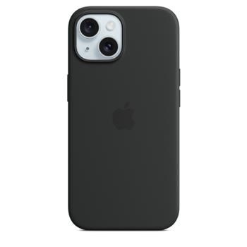 Silikónové puzdro na iPhone 15+ s MagSafe – čierne