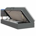vidaXL LED úložná posteľ s matracom Tmavosivá 90 x 190 cm Látka