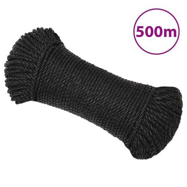 vidaXL Pracovné lano čierne 3 mm 500 m polypropylén