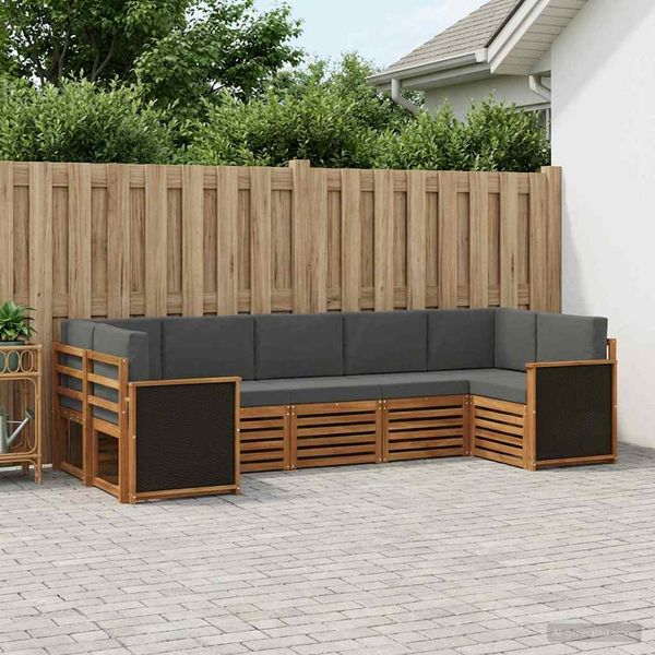 vidaXL Sada rohových gaučov s vankúšom 6 pcs Prírodná a antracitová