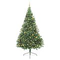 vidaXL Umelý predsvietený vianočný stromček Zelená 240 cm PVC