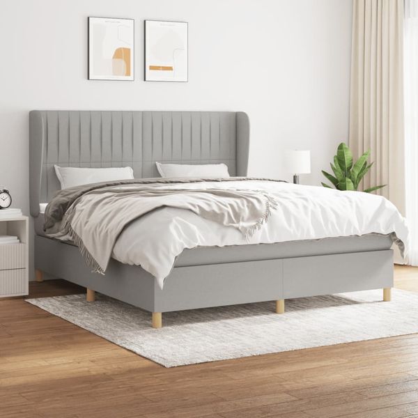 vidaXL Boxspring posteľ s matracom svetlosivá 100x200 cm látka