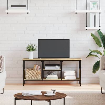 vidaXL TV skrinka dub sonoma 100x35x45 cm spracované drevo a železo