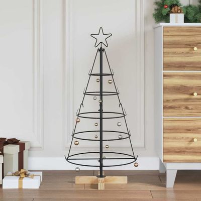 vidaXL Vianočný kužeľový stromček so stojanom Čierna 90 cm Oceľ