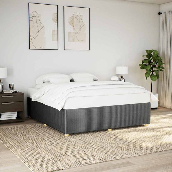 vidaXL Posteľ bez matraca tmavosivá 200x200 cm látka