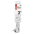 Predlžovací kábel EMOS P0312 / 2 m / 3 zásuvky / biely / PVC / 1 mm2