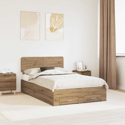 vidaXL Rám postele Remeselný dub 120 x 200 cm Kompozitné drevo