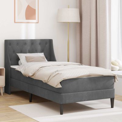 vidaXL Rám postele s matracom Tmavo šedá 90 x 200 cm Zamat