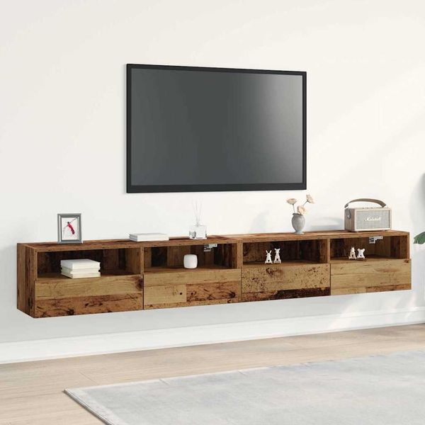 vidaXL TV nástenná skriňa Nástenný 2 pcs Staré drevo 100 x 30 x 30 cm