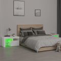 vidaXL Nočné stolíky s LED svetlami 2ks vysoký lesk biele 70x36,5x40cm