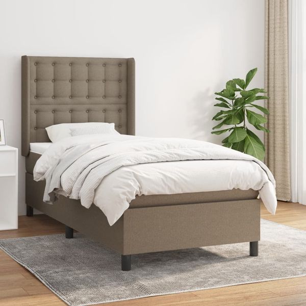 vidaXL Posteľný rám boxsping s matracom sivohnedý 90x200 cm látka