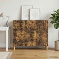 vidaXL Servírovacia skriňa Dymový dub 89 x 34,5 x 80 cm