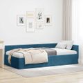 vidaXL Rohový rám postele s čelnou doskou Modrá 80 cm x 200 cm Zamat