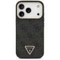 Puzdro Guess Case Magsafe 4G PU Leather s trojuholníkovým logom a zlatým kovovým rámom fotoaparátu pre iPhone 17 Pro čierna