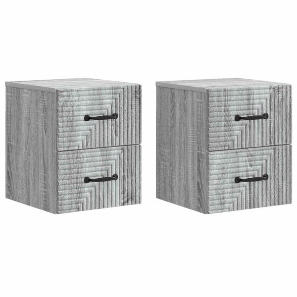 vidaXL Nástenná nočná skrinka 2 pcs Sivá sonoma 34,5 x 33 x 40 cm
