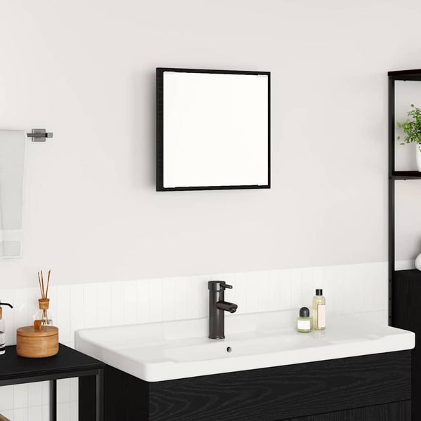 vidaXL Zrkadlo do kúpeľne s LED Nástenný Čierny dub 40 x 37 x 8.5 cm