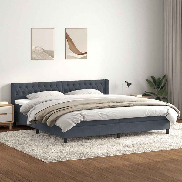 vidaXL Box Spring Posteľ s matracom Tmavosivá 200x220 cm Zamat