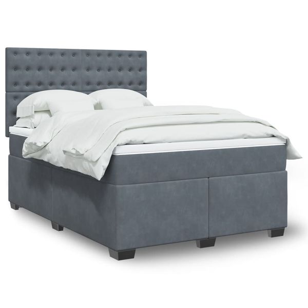 vidaXL Posteľný rám boxspring s matracom tmavosivý 160x200 cm zamat