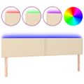 vidaXL Čelo postele s LED krémové 200x5x78/88 cm látka