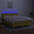 vidaXL Posteľ boxsping s matracom a LED zelená 140x190 cm látka