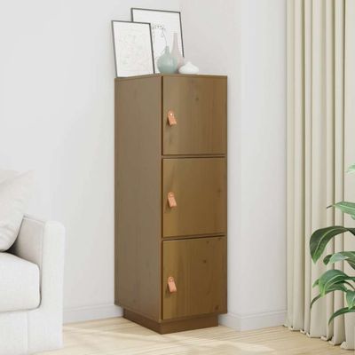 vidaXL Vysoká skrinka medovohnedá 34x40x108,5 cm masívna borovica