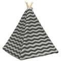 vidaXL Psí teepee s vankúšom Biela a šedá 50 x 50 x 60 cm Polyester