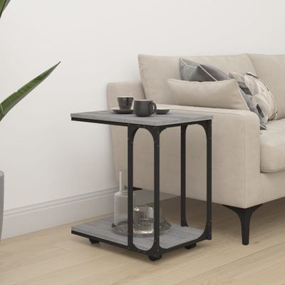 vidaXL Bočný stolík s kolieskami sivý sonoma 50x35x55,5cm sprac. drevo