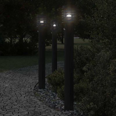 vidaXL Vonkajšie stojace lampy senzor 3 ks čierne 110 cm nehrdz. oceľ