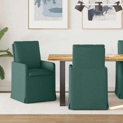 vidaXL Jedálenské stoličky 2 pcs Tmavozelená 57 x 67 x 98 cm látka