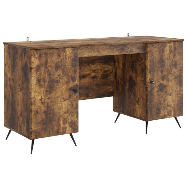 vidaXL Stôl s poličkou Dymový dub 142,5 x 50 x 75 cm Kompozitné drevo