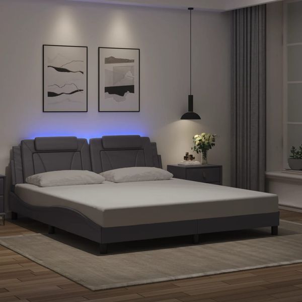 vidaXL Rám postele Viana s LED bez matraca sivý 180x200 cm