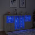 vidaXL Komoda s LED svetlami sivá sonoma 202x37x100 cm