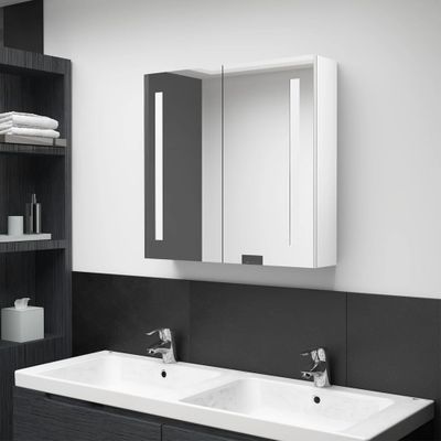 vidaXL LED kúpeľňová zrkadlová skrinka žiarivá biela 62x14x60 cm